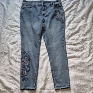 St. John's Bay Floral Embroidered Skinny Jeans - Blue